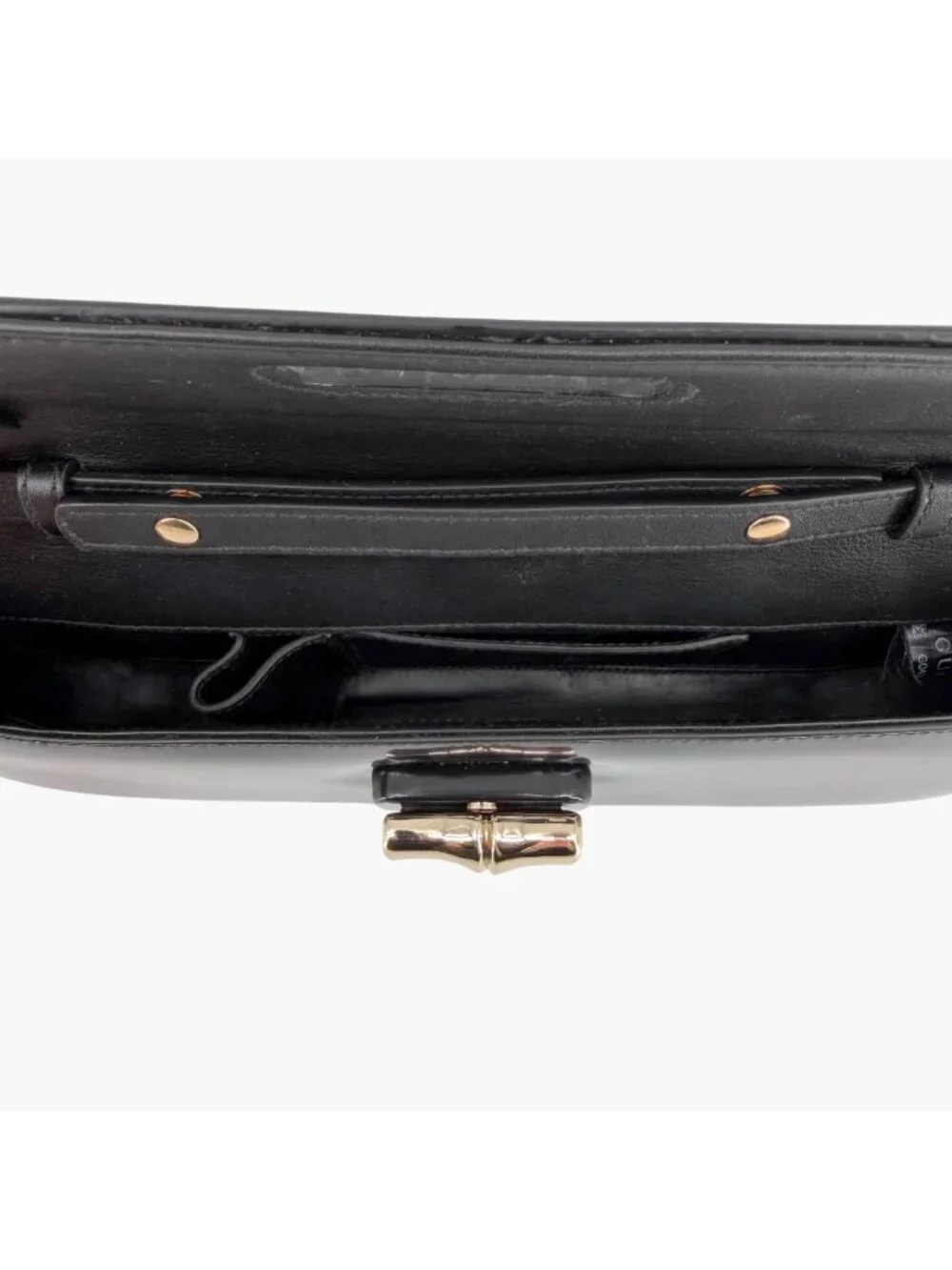 Gucci Bamboo Night Chain Turnlock Shoulder Bag Clutch Black Leather Small - Picture 12 of 15